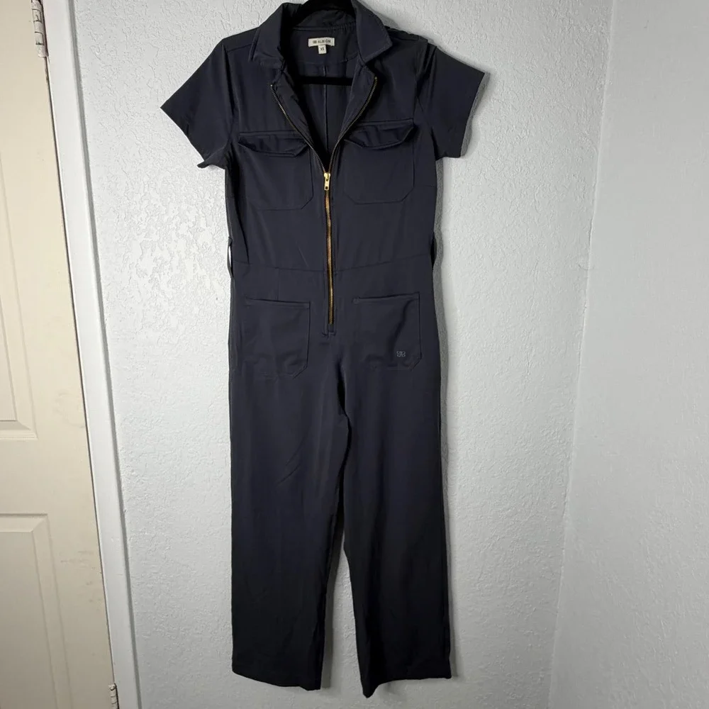 Albion City Jumpsuit Charcoal Grey Utility Boiler Suit‎ Short Sleeve XS